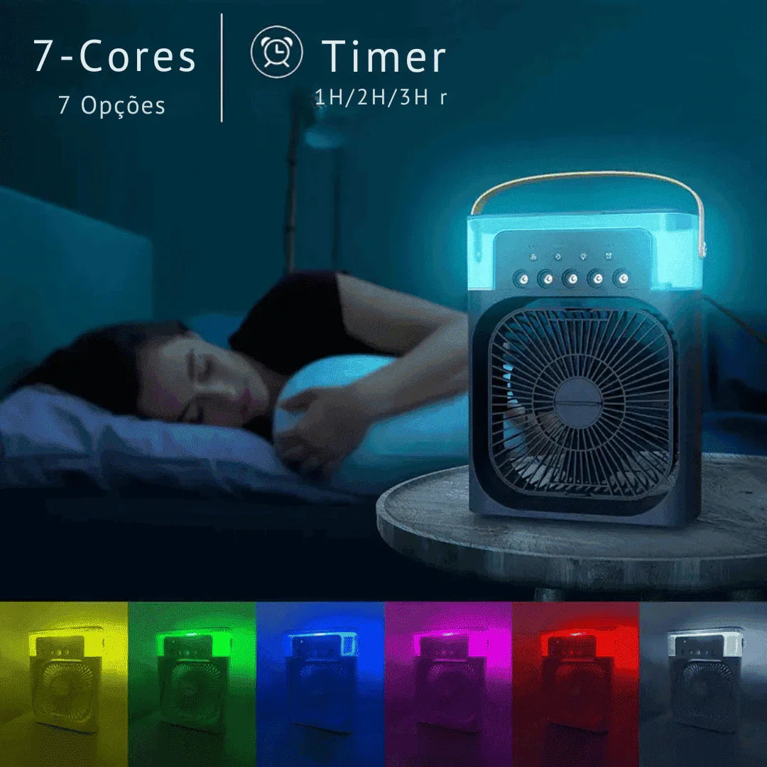 Mini Ventilador e Umidificador de Mesa Portátil Led