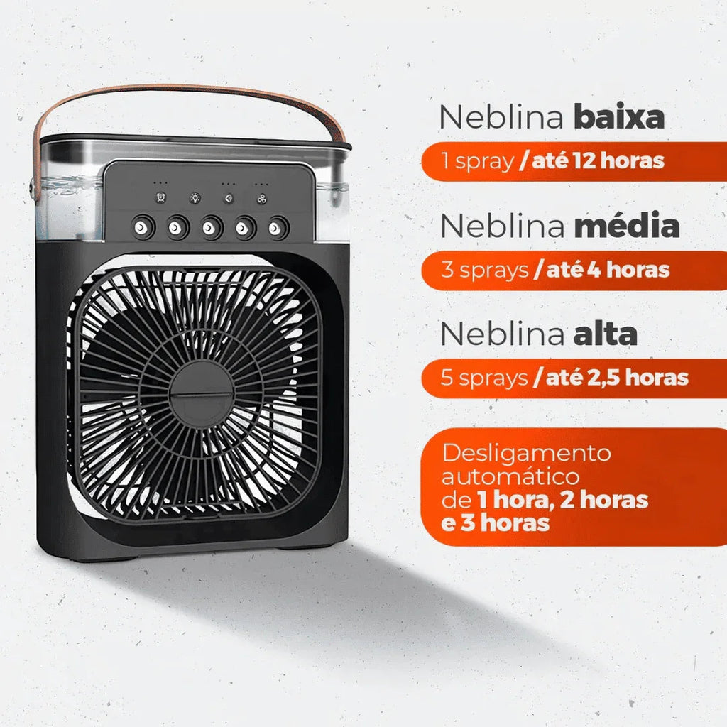 Mini Ventilador e Umidificador de Mesa Portátil Led