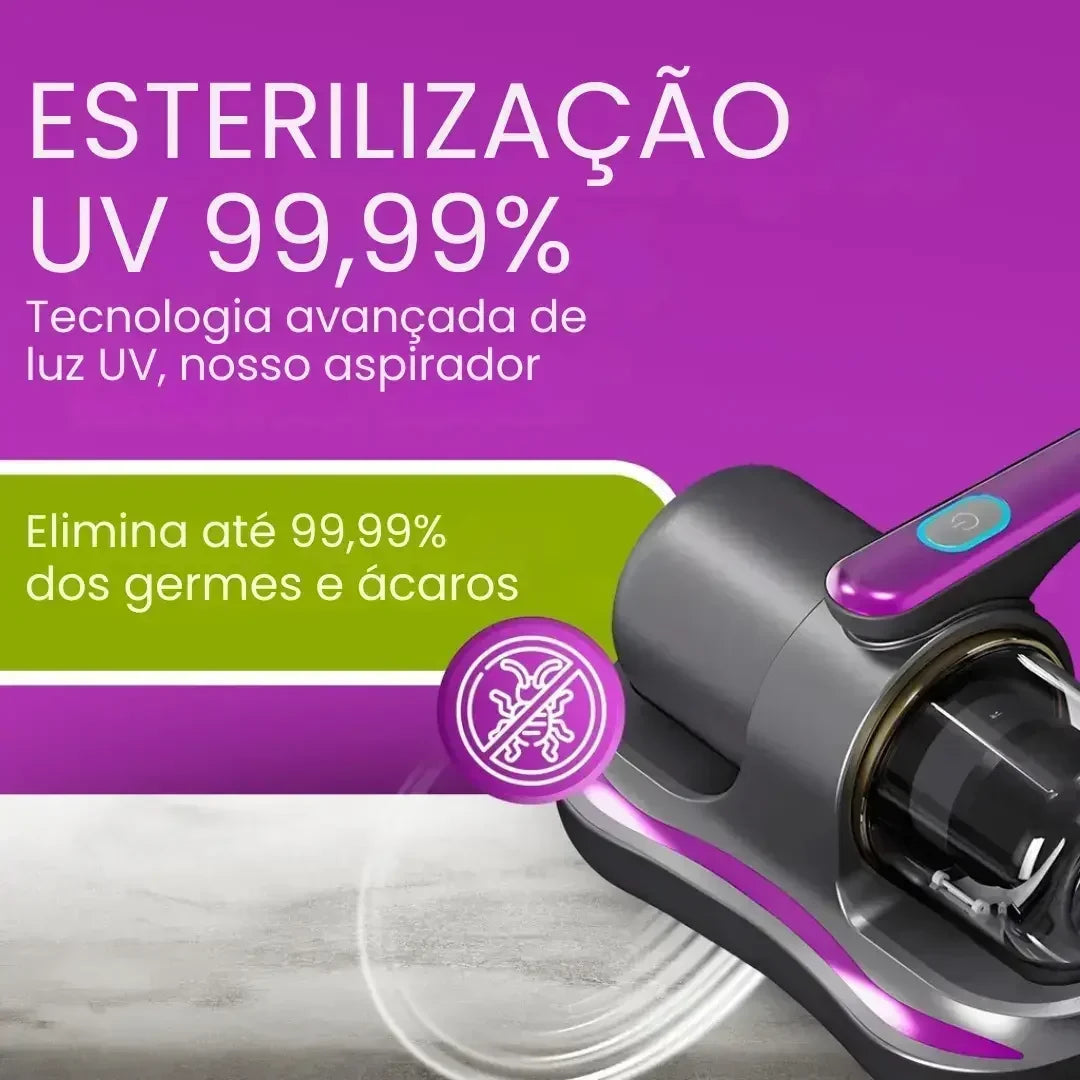Aspirador Portátil Anti-Ácaro Esterilização UV Sem Fio