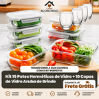 [QUEIMA DE ESTOQUE] 15 Kit Potes De Vidro + 10 Copos Aruba GRÁTIS