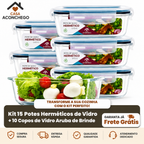 [QUEIMA DE ESTOQUE] 15 Kit Potes De Vidro + 10 Copos Aruba GRÁTIS