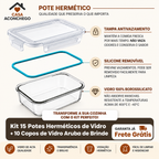 [QUEIMA DE ESTOQUE] 15 Kit Potes De Vidro + 10 Copos Aruba GRÁTIS