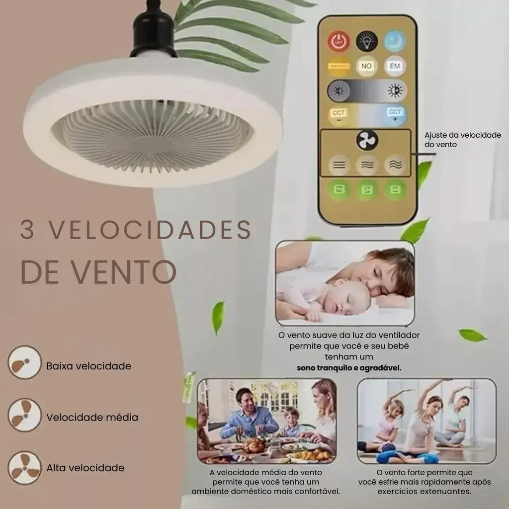 Luminária Ventilador de Teto com Controle Remoto