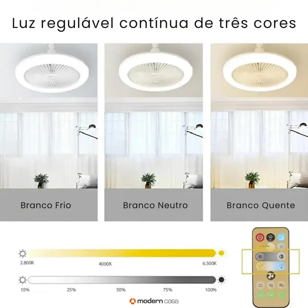 Luminária Ventilador de Teto com Controle Remoto